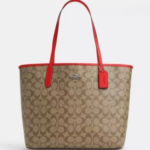 Coach Tote Bag - Tan and Red